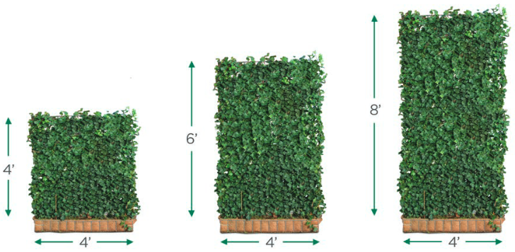Diagram showing different heights of green fences