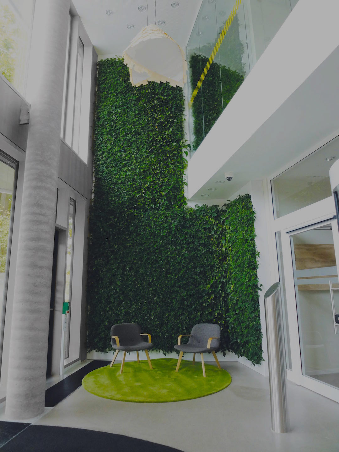 Living wall installed inside a building