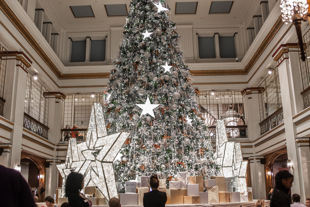 Macy's large decorated Christmas tree