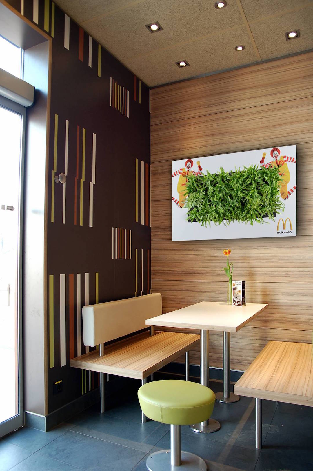 Living plant installation at a McDonald's restaurant
